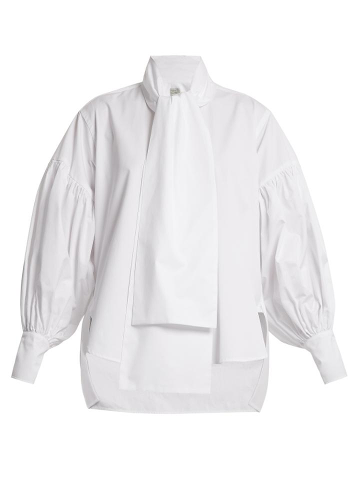 Hillier Bartley Balloon-sleeved Silk-blend Shirt