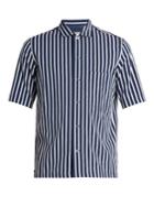 Maison Kitsuné Short-sleeved Fil-coup Striped Cotton Shirt