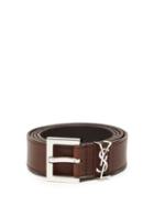 Matchesfashion.com Saint Laurent - Ysl Monogram Leather Belt - Mens - Brown