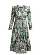 Matchesfashion.com Diane Von Furstenberg - Darcey Tiger Lily Print Metallic Wrap Dress - Womens - Green Print
