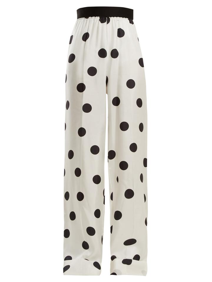 Maison Margiela Elasticated-waist Polka-dot Silk Trousers