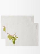 Bernadette - Set Of Two Grapes-embroidered Placemats - Womens - Ivory Multi