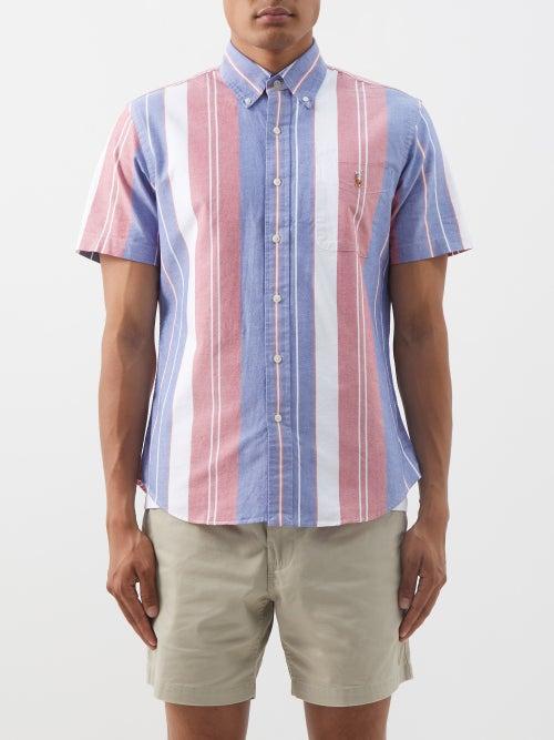 Polo Ralph Lauren - Logo-embroidered Short-sleeved Striped Shirt - Mens - Blue Multi