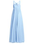 Matchesfashion.com Three Graces London - Janie Pleated Ramie Dress - Womens - Light Blue