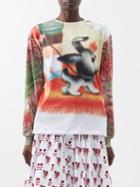 Chopova Lowena - Flower Pup-print Jersey Long-sleeved Top - Womens - Multi