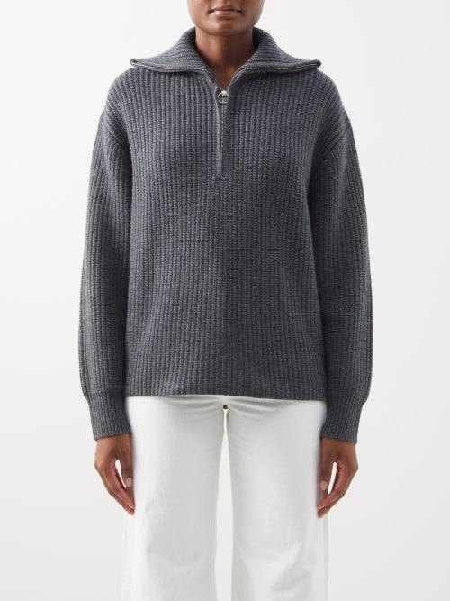 Nili Lotan - Andre Half-zip Cashmere Sweater - Womens - Charcoal