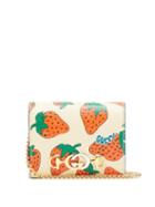Matchesfashion.com Gucci - Zumi Strawberry Print Leather Wallet - Womens - White Multi