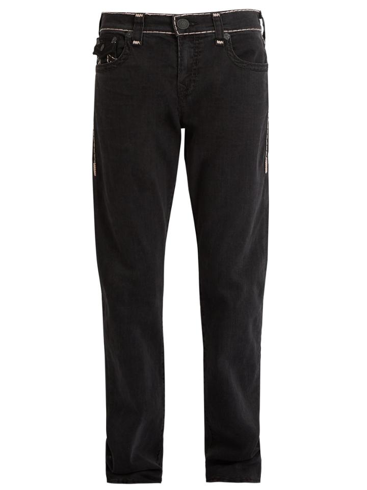 True Religion Washed Contrast-trim Straight-leg Jeans