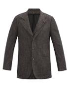 Matchesfashion.com Umit Benan B+ - Double-collar Single-breasted Herringbone Blazer - Mens - Dark Brown