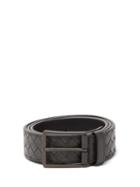 Matchesfashion.com Bottega Veneta - Intrecciato Leather Belt - Mens - Grey
