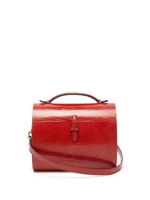 Matchesfashion.com Hunting Season - Gigi Lizard Leather Cross Body Bag - Womens - Dark Red