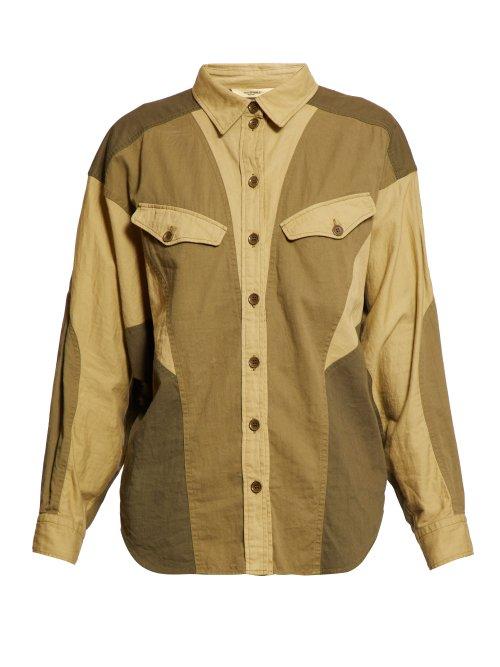 Matchesfashion.com Isabel Marant Toile - Patchwork Twill Shirt - Womens - Khaki