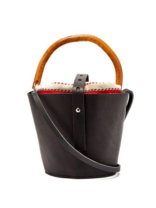 Matchesfashion.com Muu - Louise Leather And Rattan Bucket Bag - Womens - Red Multi