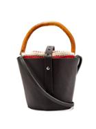 Matchesfashion.com Muu - Louise Leather And Rattan Bucket Bag - Womens - Red Multi