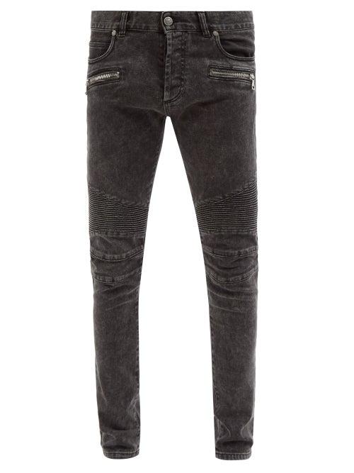 Balmain - Slim-leg Biker Jeans - Mens - Black