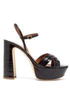 Matchesfashion.com Malone Souliers - Mila Crocodile-effect Leather Platform Sandals - Womens - Black