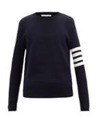 Matchesfashion.com Thom Browne - Four-bar Cotton Sweater - Mens - Navy