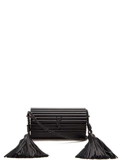 Matchesfashion.com Saint Laurent - Opium Tassel Embellished Plexiglass Cross Body Bag - Womens - Black