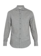 Matchesfashion.com Brunello Cucinelli - Spread Collar Cotton Shirt - Mens - Grey