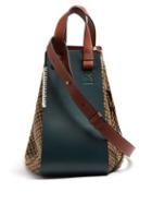 Matchesfashion.com Loewe - Hammock Houndstooth And Leather Tote - Womens - Green Multi