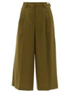 Marni - Darted Wool Culottes - Womens - Olive Green