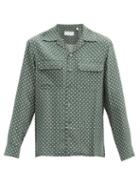 Matchesfashion.com Equipment - Long-sleeved Polka-dot Twill Shirt - Mens - Dark Green