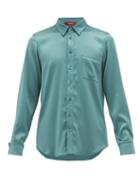 Matchesfashion.com Sies Marjan - Sander Patch Pocket Satin Shirt - Mens - Green