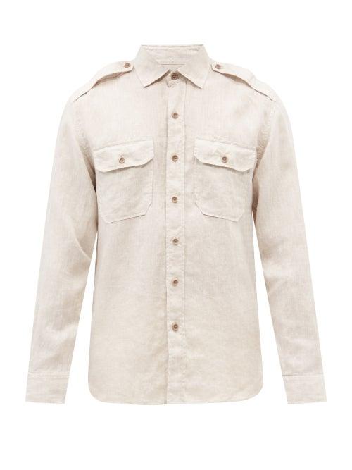 Ralph Lauren Purple Label - Linen Shirt - Mens - Grey