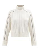 Brunello Cucinelli - Roll-neck Ribbed Cashmere Sweater - Womens - White