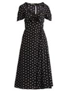Miu Miu Cat-print Sweetheart-neck Silk Midi Dress