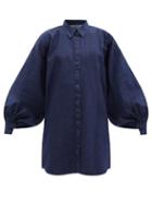 Matchesfashion.com Made In Tomboy - Claire Balloon-sleeve Denim Shirt Dress - Womens - Indigo
