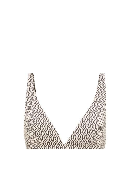 Matchesfashion.com Asceno - The Cannes Crescent-print Triangle Bikini Top - Womens - Cream