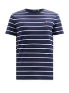 Mens Rtw Polo Ralph Lauren - Logo-embroidered Striped Cotton-jersey T-shirt - Mens - Navy White