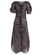 Matchesfashion.com Molly Goddard - Erin Ruffle Trimmed Silk Organza Dress - Womens - Black
