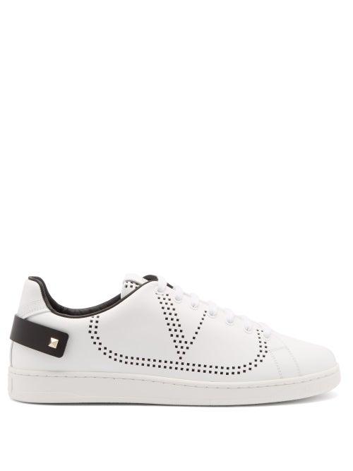 Matchesfashion.com Valentino Garavani - Backnet V-logo Leather Trainers - Mens - White
