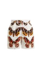 Matchesfashion.com Dolce & Gabbana - Butterfly Print Cotton Poplin Shorts - Womens - Brown White