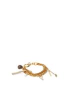 Matchesfashion.com Marine Serre - Driftwood And Shell-charm Metal Bracelet - Womens - Gold Multi