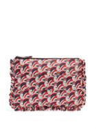 Matchesfashion.com La Doublej - Graphic Print Ruffle Trimmed Pouch - Womens - Red Multi