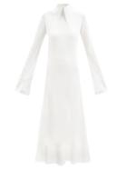 16arlington - Kaya Oversized Collar Crepe Midi Dress - Womens - White