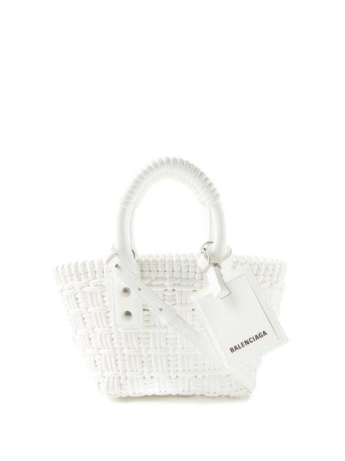 Balenciaga - Bistro Xxs Woven Faux-leather Basket Bag - Womens - White