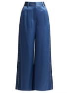 Matchesfashion.com Peter Pilotto - Wide Leg Satin Culottes - Womens - Blue