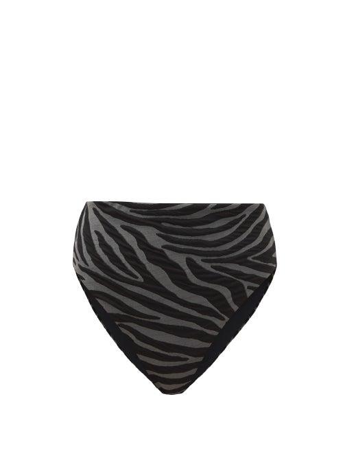Matchesfashion.com Mara Hoffman - Imina Zebra-jacquard Recycled-fibre Bikini - Womens - Black Grey