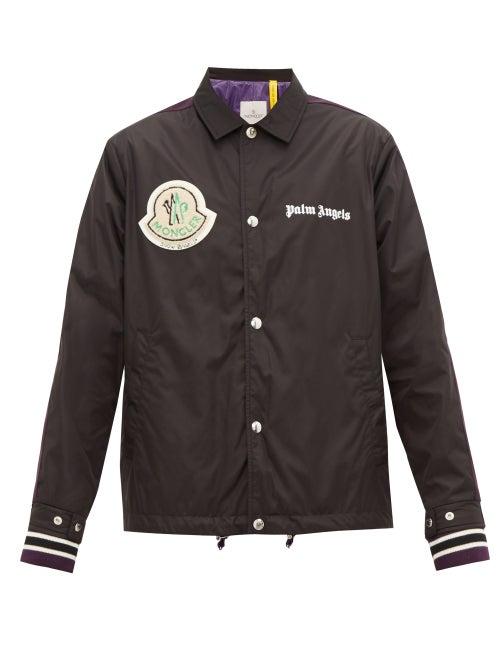 Matchesfashion.com 8 Moncler Palm Angels - Logo Appliqu Varsity Bomber Jacket - Mens - Black