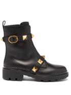 Valentino Garavani - Roman Stud Leather Boots - Womens - Black
