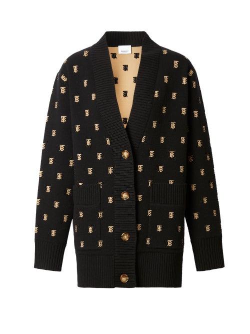 Ladies Rtw Burberry - Palena Tb-jacquard Cardigan - Womens - Black