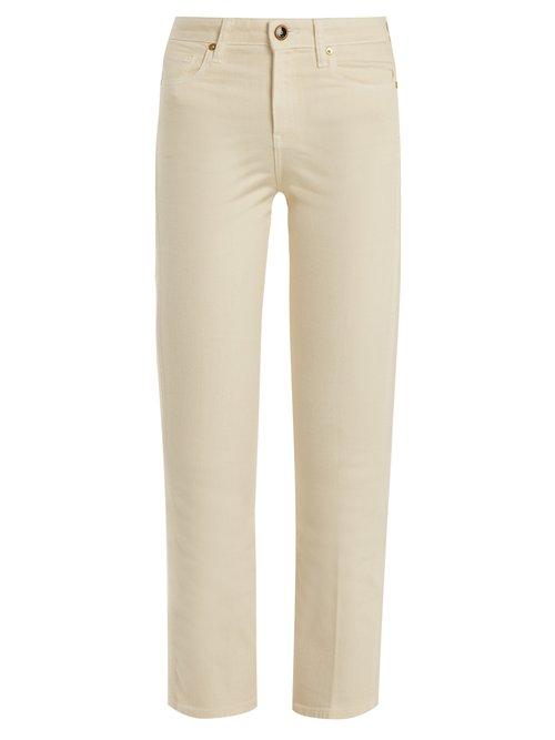 Matchesfashion.com Khaite - Benny Mid Rise Kick Flare Jeans - Womens - Ivory