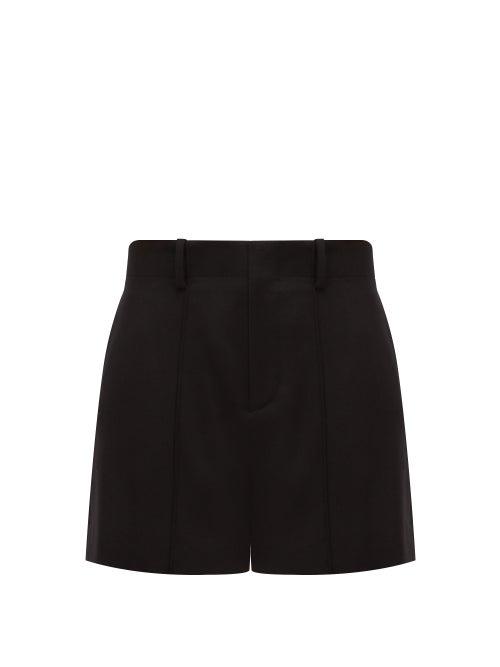 Matchesfashion.com Chlo - Festive Pintucked Wool-blend Twill Shorts - Womens - Black