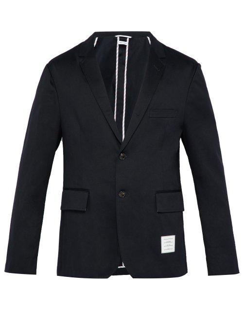 Matchesfashion.com Thom Browne - Single Breasted Cotton Blazer - Mens - Navy