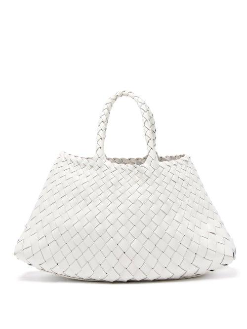 Dragon Diffusion - Santa Croce Small Woven-leather Tote Bag - Womens - White