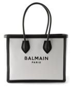 Balmain - B-army Leather-trim Canvas Tote Bag - Womens - White Black